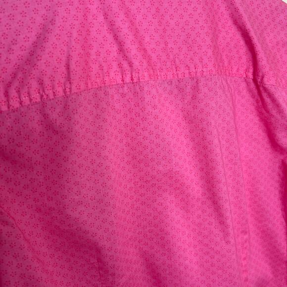 Izod 100% Cotton Pink Ruffle Button Up Medium - Picture 8 of 11